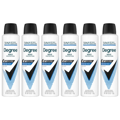 6 Pack  - Degree Men's Max Protection 3 in 1 Extra Fresh Dry Spray Antiperspirant 4.8oz Degree
