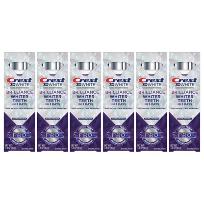 6 Pack - Crest 3D White Brilliance Pro Enamel Protect Toothpaste 3oz