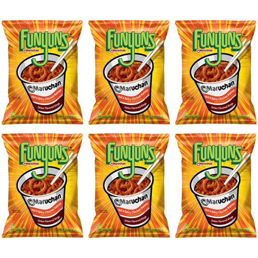 6 Pack - Funyuns Maruchan Hot & Spicy Chicken Ramen Flavored Onion Rings 5.25oz