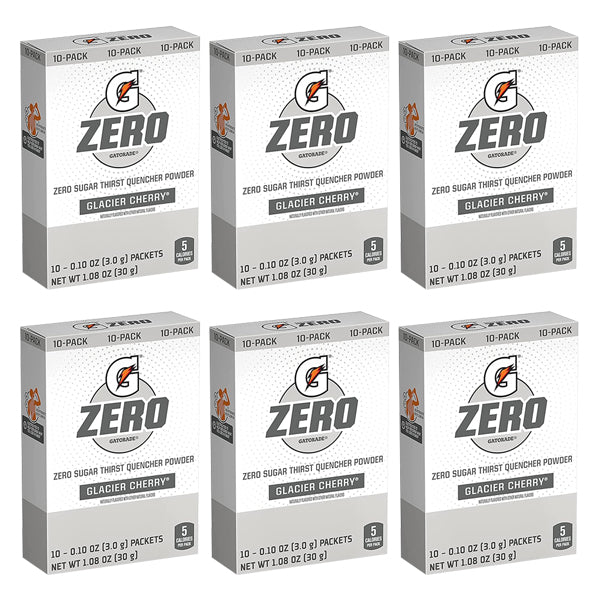 6 Pack - Gatorade G Zero Powder Glacier Cherry 10 Count Each