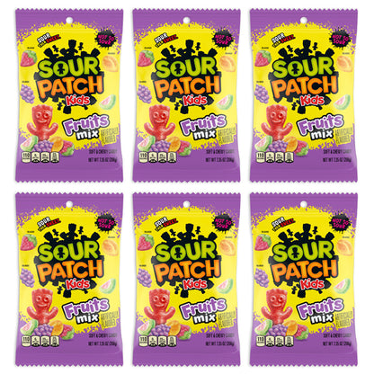 6 Pack - Sour Patch Kids Fruits Mix Soft & Chewy Candy 7.35oz