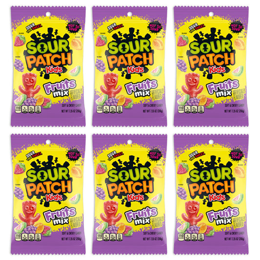 6 Pack - Sour Patch Kids Fruits Mix Soft & Chewy Candy 7.35oz