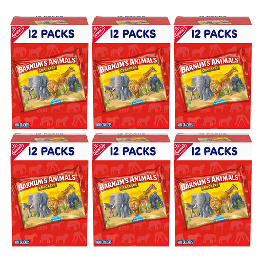 6 Pack - Barnum's Original Animal Crackers Kids Snacks 12 Snack Packs Each