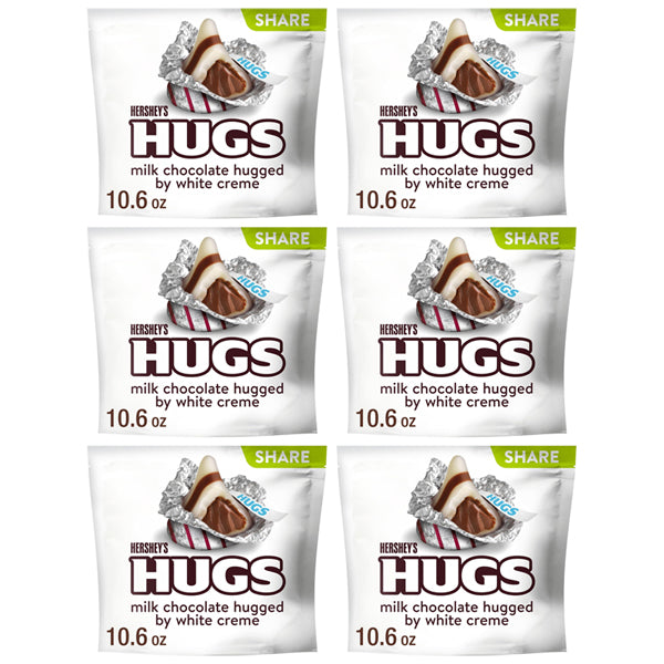 6 Pack - Hershey's Hugs Milk Chocolate and White Cream Candy 10.6oz