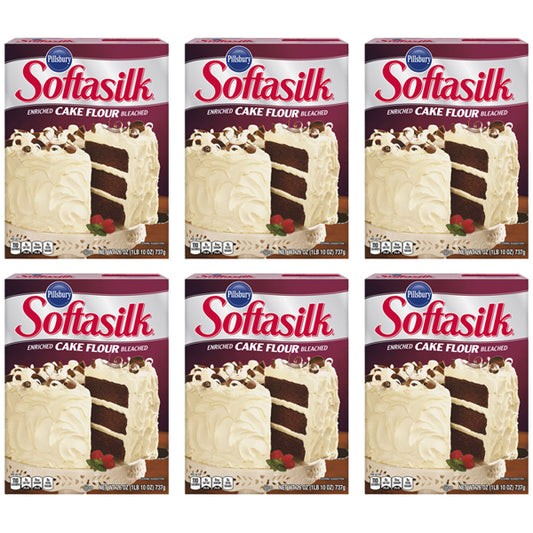 6 Pack - Pillsbury Softasilk Enriched Bleached Cake Flour 26oz Pillsbury