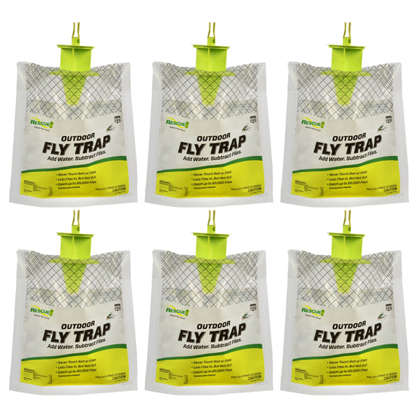 6 Pack - RESCUE! Outdoor Disposable Hanging Fly Trap RESCUE!