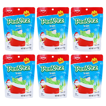 6 Pack - Amos Peelerz Christmas Tree Apple Flavored Gummy Candy 6oz