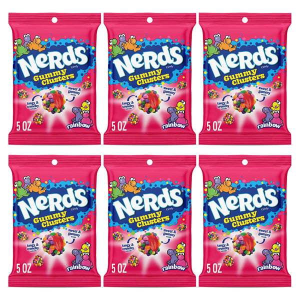 6 Pack - NERDS Gummy Clusters Candy Rainbow Crunchy and Gummy 5oz