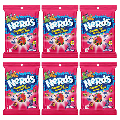 6 Pack - NERDS Gummy Clusters Candy Rainbow Crunchy and Gummy 5oz