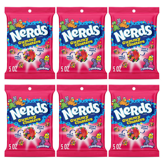 6 Pack - NERDS Gummy Clusters Candy Rainbow Crunchy and Gummy 5oz