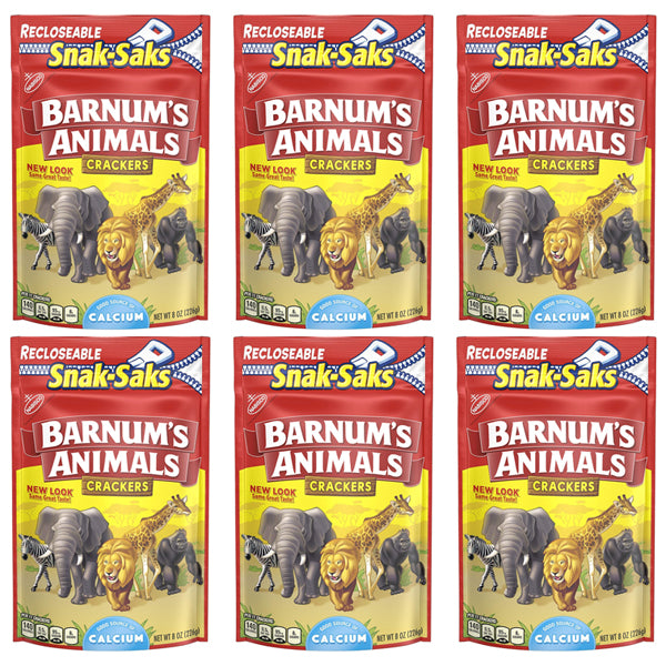 6 Pack - Barnum's Animal Crackers Snak-Saks 8oz