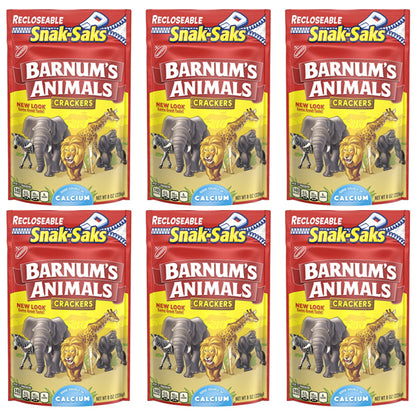 6 Pack - Barnum's Animal Crackers Snak-Saks 8oz