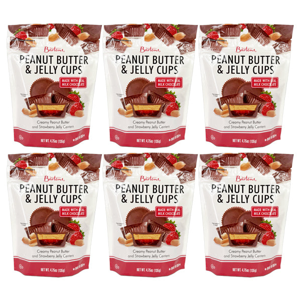 6 Pack - Bartons Peanut Butter & Jelly Cups Strawberry 4.75oz