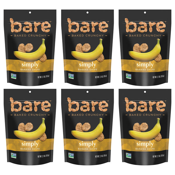 6 Pack - Bare Baked Crunchy Banana Chips, Simply Banana 2.7oz