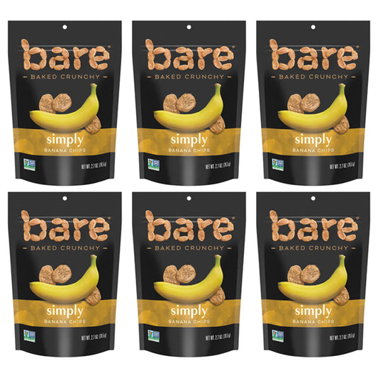 6 Pack - Bare Baked Crunchy Banana Chips, Simply Banana 2.7oz