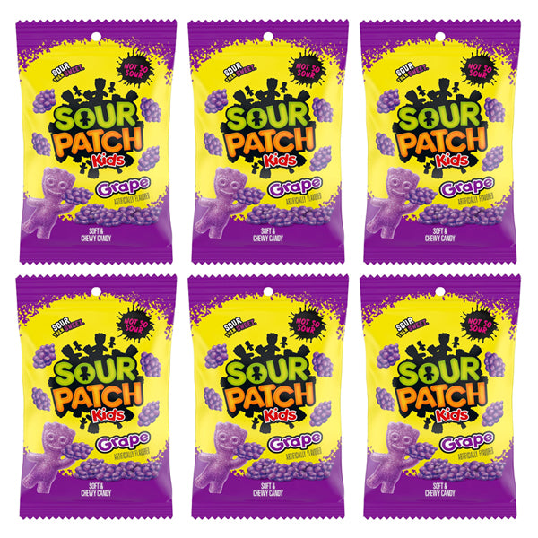 6 Pack - Sour Patch Kids Grape Soft & Chewy Candy, 8.02oz