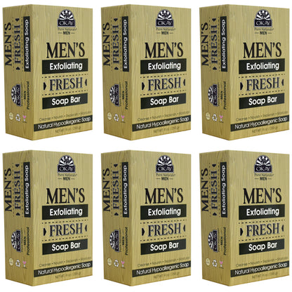 6 Pack - OKAY Pure Naturals Men's Exfoliating Fresh Soap Bar 9oz