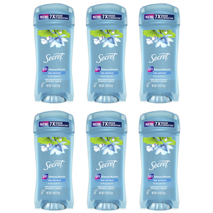 6 Pack - Secret Fresh Antiperspirant for Women Cool Waterlily Scent 2.6oz