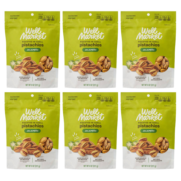 6 Pack - Well Market Jalapeno Roasted in Shell Pistachios 8oz Well Market