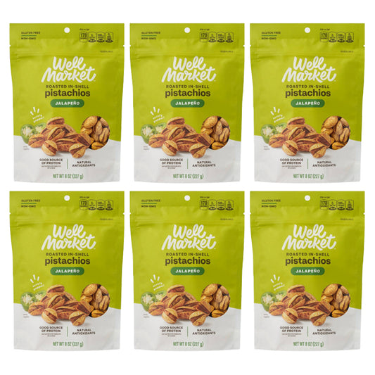 6 Pack - Well Market Jalapeno Roasted in Shell Pistachios 8oz Well Market