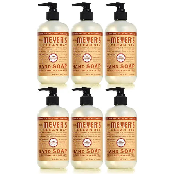 6 Pack - MRS. MEYER'S CLEAN DAY Hand Soap Oat Blossom Scent 12.5oz Mrs. Meyers