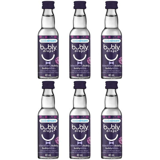 6 Pack - Sodastream BlackBerry Bubly Natural Flavor Drops 40 ml SodaStream