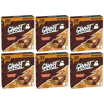 6 Pack - GHOST Chocolate Caramel Protein Bar 20g Protein 4 Count Each GHOST