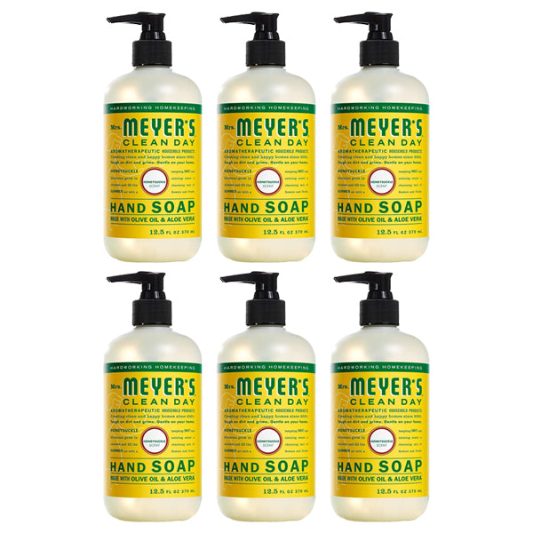 6 Pack - MRS. MEYER'S CLEAN DAY Hand Soap Honeysuckle Scent 12.5oz