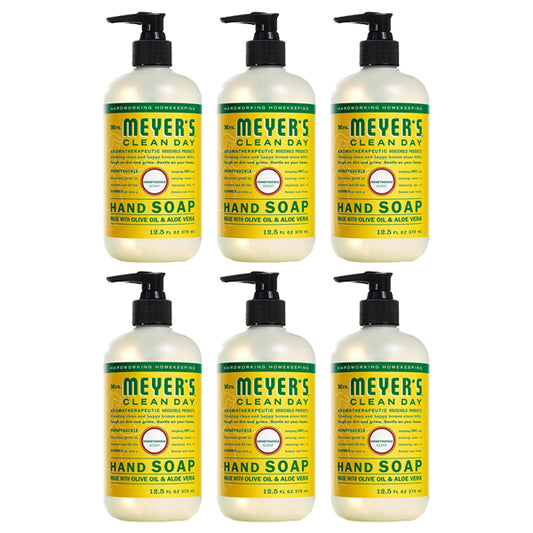 6 Pack - MRS. MEYER'S CLEAN DAY Hand Soap Honeysuckle Scent 12.5oz