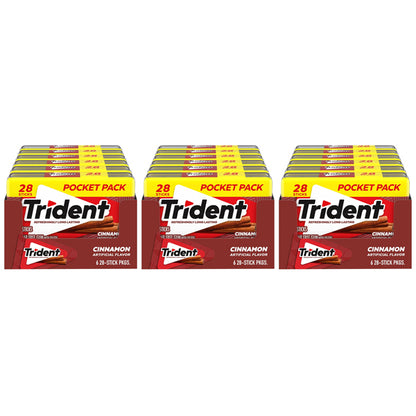 3 Pack - Trident Cinnamon Sugar Free Gum 6 Pocket Packs of 28 Pieces