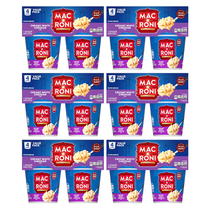 6 Pack - Mac A Roni Quick Cook Creamy White Cheddar Cups 2.04oz 4 Count Each