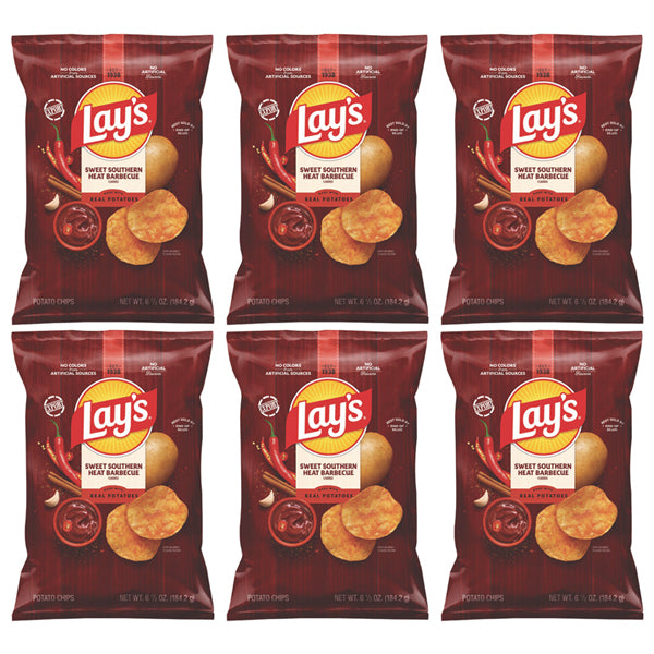 6 Pack - Lay's Sweet Southern Heat Barbecue Potato Chips 6.5oz Lay's