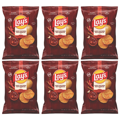6 Pack - Lay's Sweet Southern Heat Barbecue Potato Chips 6.5oz Lay's