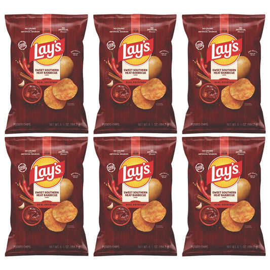 6 Pack - Lay's Sweet Southern Heat Barbecue Potato Chips 6.5oz Lay's