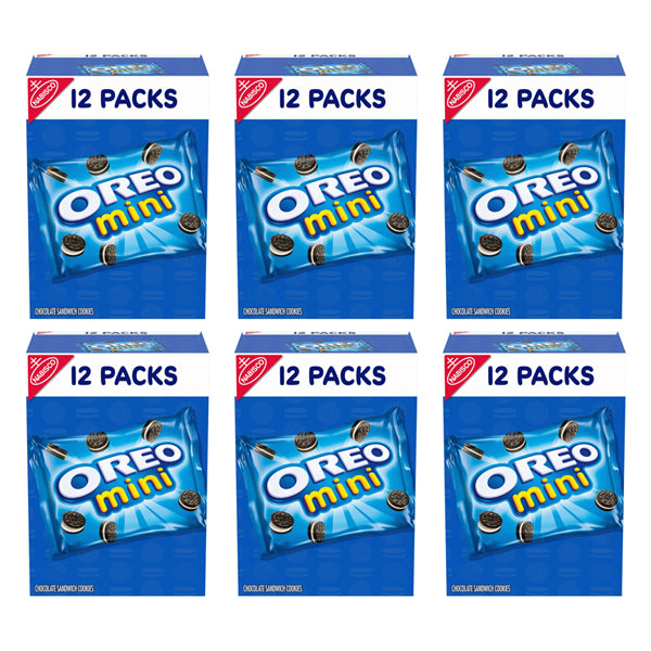 6 Pack - OREO Mini Chocolate Sandwich Cookies 12 Snack Packs Each