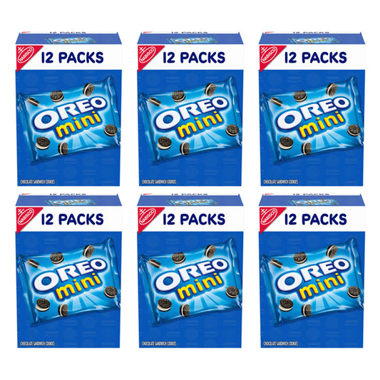 6 Pack - OREO Mini Chocolate Sandwich Cookies 12 Snack Packs Each