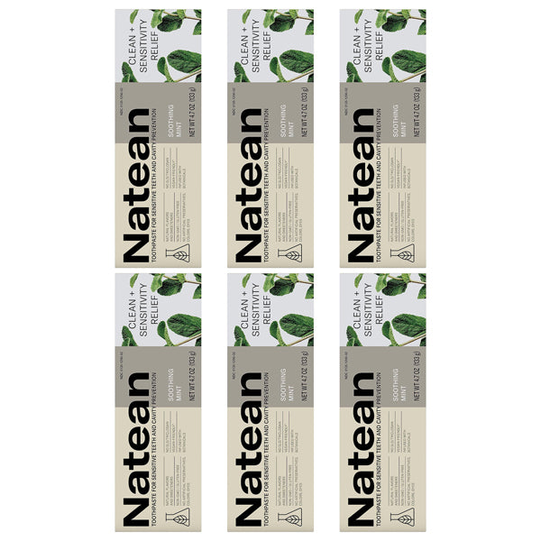 6 Pack - Natean Clean + Toothpaste for Sensitive Teeth and Cavity Prevention 4.7 Oz
