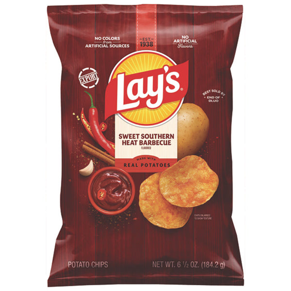 6 Pack - Lay's Sweet Southern Heat Barbecue Potato Chips 6.5oz Lay's