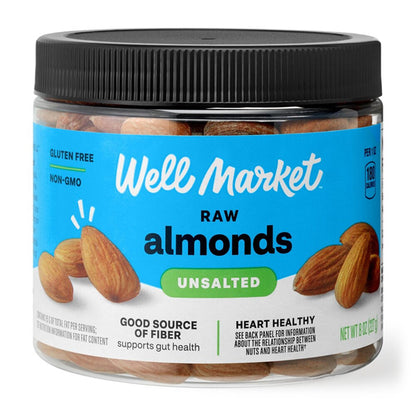 6 Pack - Well Market Almonds Raw Natural Unsalted 8oz