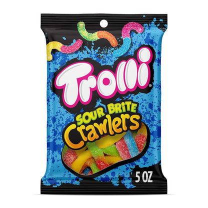 6 Pack -Trolli Sour Brite Crawlers Sweet & Sour Gummy Worm Candy 5oz