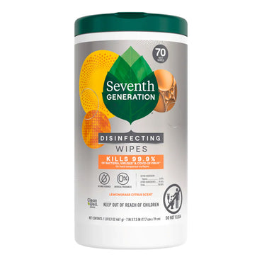 6 Pack - Seventh Generation Lemongrass Citrus Disinfectant Wipes Seventh Generation