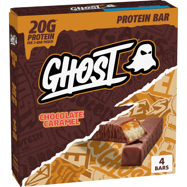 6 Pack - GHOST Chocolate Caramel Protein Bar 20g Protein 4 Count Each GHOST