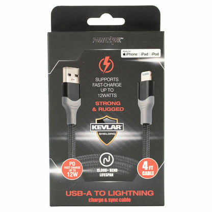 6 Pack - PowerXcel 4-Foot USB-A to Lightning Charge & Sync Cable Wholesale Bundle