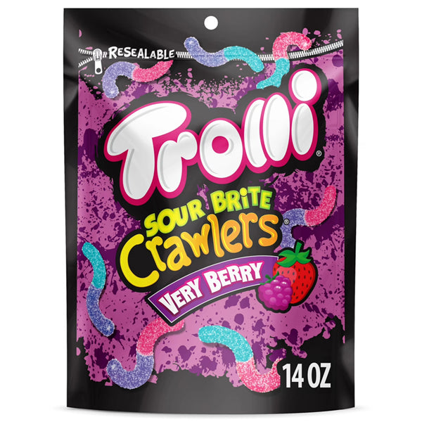 6 Pack - Trolli Sour Brite Crawlers Very Berry Sweet and Sour Gummy Worms 14oz