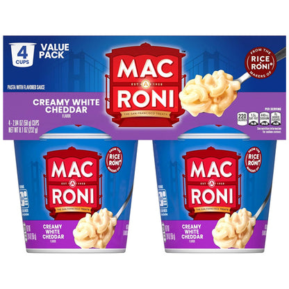 6 Pack - Mac A Roni Quick Cook Creamy White Cheddar Cups 2.04oz 4 Count Each