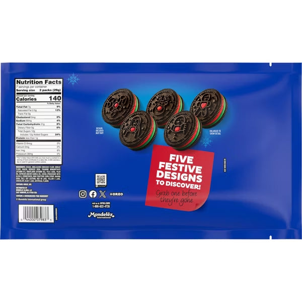 6 Pack - Oreo Red and Green Festive Limited Edition Christmas Cookies 7.14oz