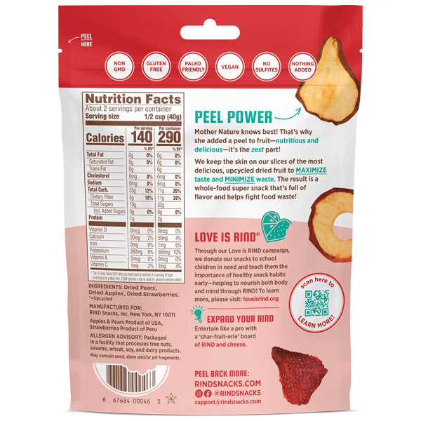 6 Pack - RIND Snacks Straw-Peary Blend Sun-Dried Skin On Superfruit Snack 3oz RIND