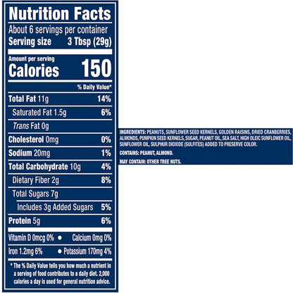 6 Pack - Planters Nuts Seeds & Cranberries Trail Mix 6oz Bags