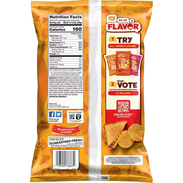 6 Pack - Frito-Lay Lay's Potato Chips Bacon Grilled Cheese 7.75oz