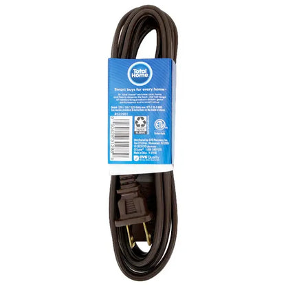 6 Pack - Total Home 3 Outlet Extension Cord 9ft Brown Vinyl Total Home